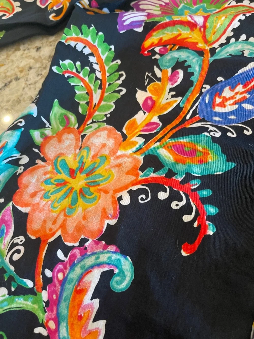 Lauren Ralph Lauren Black Floral Paisley Button-Up Blouse - Picture 5 of 9